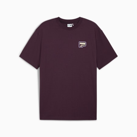 DOWNTOWN Relaxed Graphic T-Shirt Herren, Midnight Plum, small