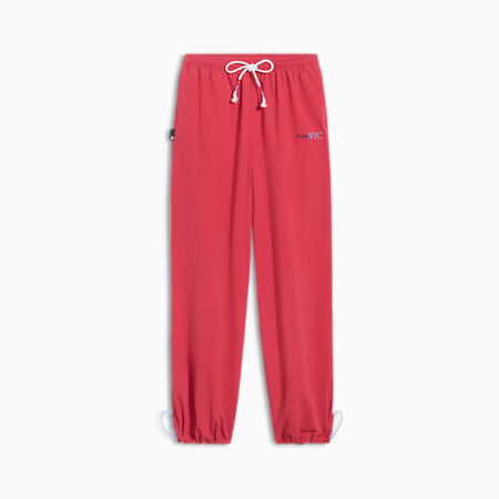 NYC Running Laps Woven Women's Pants, Club Red, small