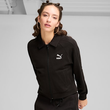 T7 Women's Track Jacket, PUMA Black-PUMA Black, small-AUS