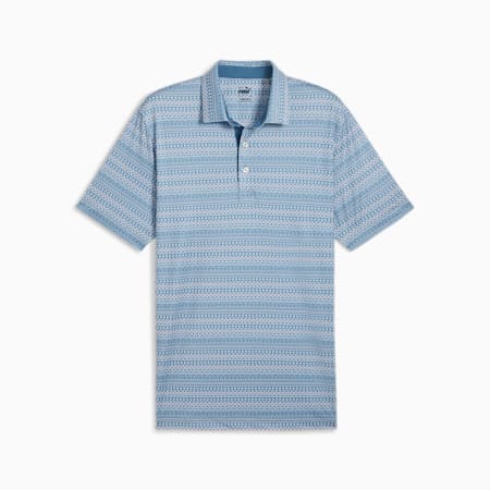 Kaos Polo Golf Pria Bermotif Mikro Fair Isle, Blue Horizon-White Glow, small-IDN