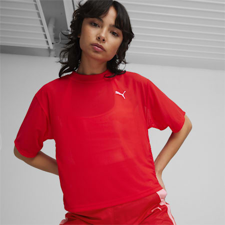 DARE TO Women's Mesh Tee, For All Time Red, small