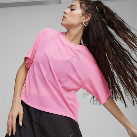 DARE TO T-Shirt aus Mesh Damen, Fast Pink, small