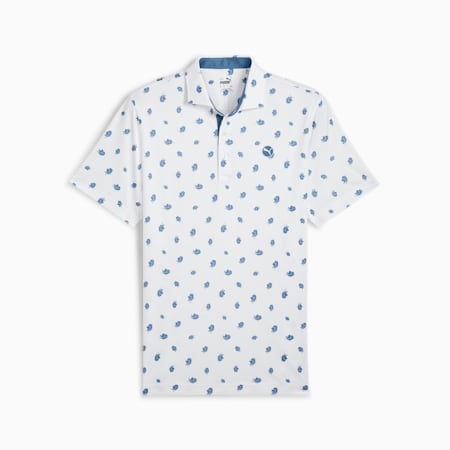 Pure Love Birdies Golf Polo Men, White Glow-Blue Horizon, small-PHL