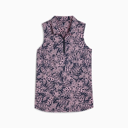 CLOUDSPUN Leafy Sleeveless Golf Polo Women, Deep Navy-Mauved Out, small-SEA