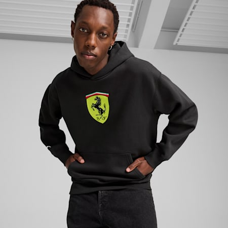 Scuderia Ferrari Race Big Shield Men's Hoodie, PUMA Black, small-AUS