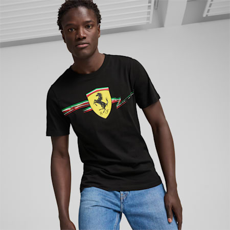 Scuderia Ferrari Race Big Shield Men's Tee, PUMA Black, small-AUS