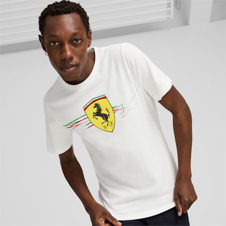 Scuderia Ferrari Race Big Shield Men's Tee, PUMA White, small-AUS