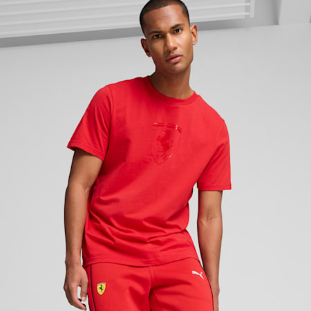 Scuderia Ferrari Race Tonal Shield Men's Tee, Rosso Corsa, small-AUS