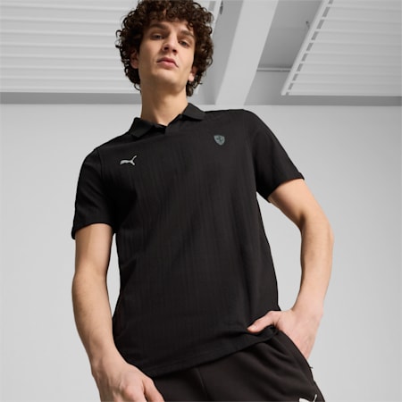 Polo in jacquard stile Scuderia Ferrari da uomo, PUMA Black, small