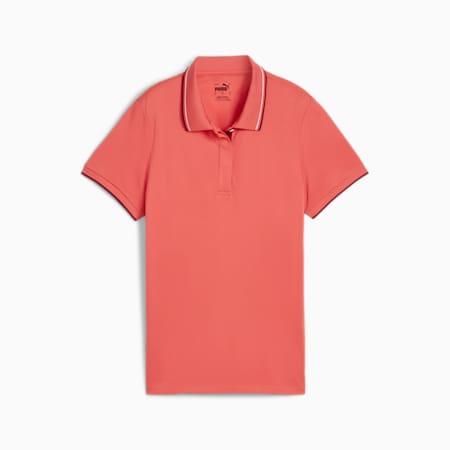 Pique Tipped Women's Short Sleeve Golf Polo, Salmon, small-AUS