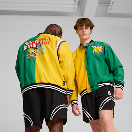 Crowd Craze Basketball Jacket Men, Yellow Sizzle, small