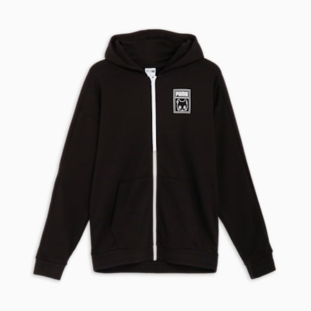 NEKO-san Graphic T7 Full Zip Unisex Hoodie, PUMA Black, small-IDN