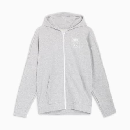 NEKO-san Grafis T7 Full Zip Unisex Hoodie, Light Gray Heather, small-IDN