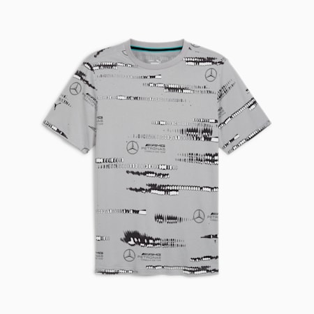 T-shirt con logo e stampa integrale Mercedes-AMG Petronas F1® da uomo, Team Silver, small