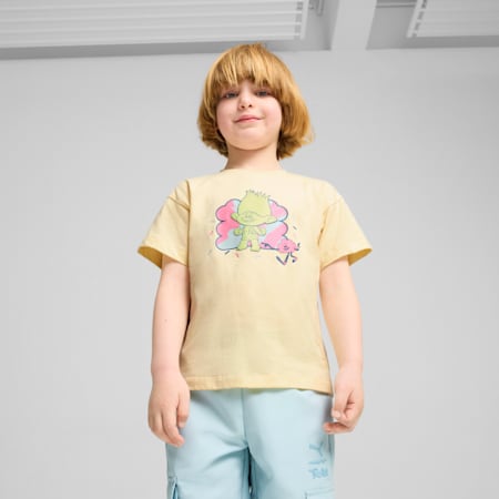 PUMA x TROLLS Graphic Tee - Boys 4-8 years, Creamy Vanilla, small-AUS