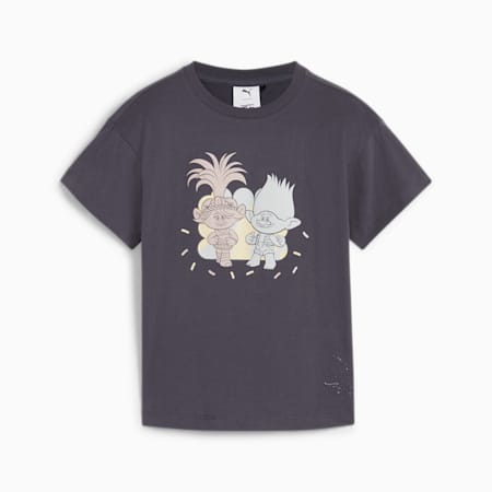 PUMA x TROLLS grafisch T-shirt voor kinderen, Galactic Gray, small