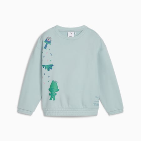 PUMA x TROLLS Graphic Crew Sweat - Boys 4-8 years, Frosted Dew, small-AUS