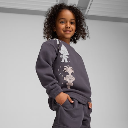 PUMA x TROLLS Graphic Crew Sweat Kids, Galactic Gray, small-DFA