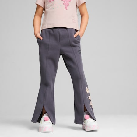 PUMA x TROLLS Flared Pants - Girls 4-8 years, Galactic Gray, small-AUS