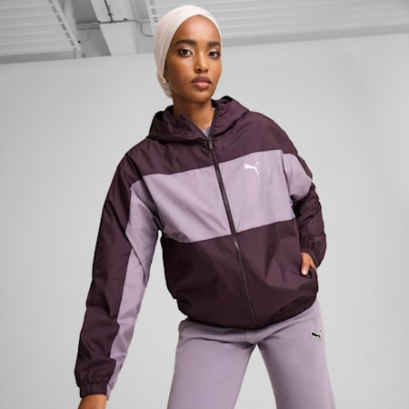 Mesh Lined Windbreaker Women, Midnight Plum, small