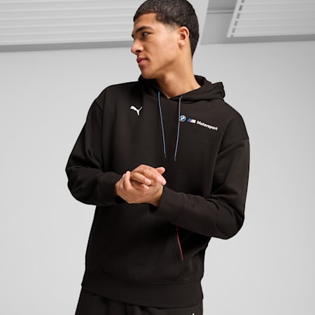 BMW M Motorsport ESS+ Men's Fleece Hoodie, PUMA Black, small-AUS