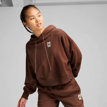 Pivot Basketball Women's Hoodie, Espresso Brown, small-NZL