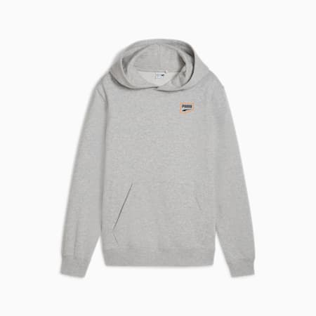 DOWNTOWN Graphic Hoodie Youth, Light Gray Heather, small
