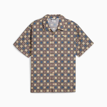 CLASSICS Men's Short Sleeve Woven Shirt, Brown Mushroom, small