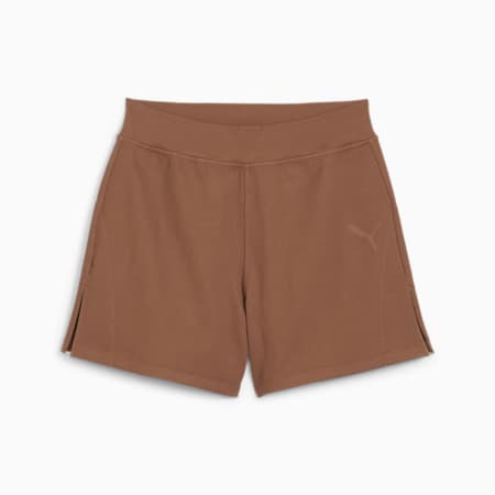 DARE TO Women's MUTED MOTION Flared Shorts, Brown Mushroom, small