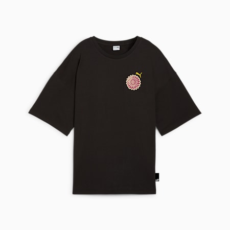 GRAPHICS BLOOM Oversized Tee Women, PUMA Black, small-THA