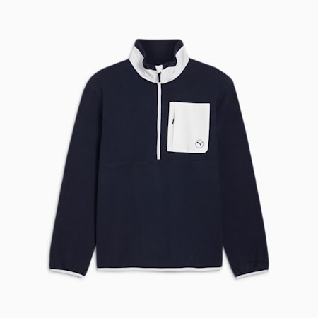 Golf-Fleecetop mit viertellangem Reißverschluss Herren, Deep Navy-White Glow, small