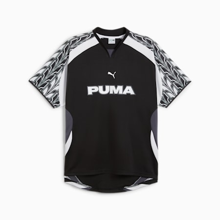 Relaxed unisex voetbalshirt, PUMA Black-Galactic Gray, small