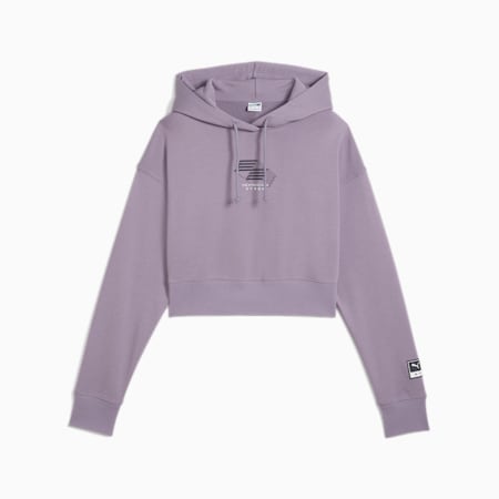 PUMA x HYROX korte hoodie voor dames, Pale Plum, small