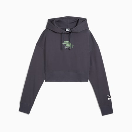 Hoodie court PUMA x HYROX Femme, Galactic Gray, small