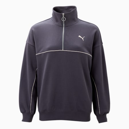 Women s Oversized Quarter Zip Sweat Galactic Gray PUMA Women PUMA