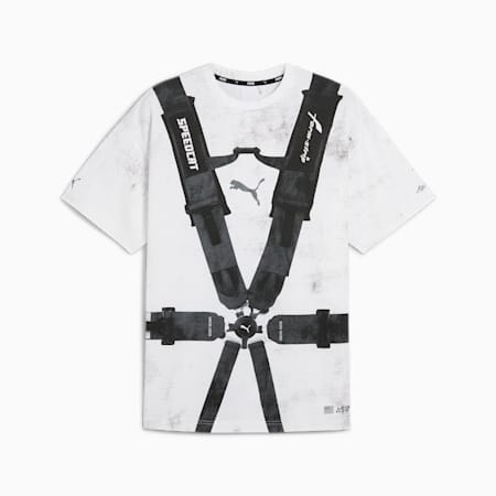 푸마 x 에이셉 라키 디스트레스 싯 벨트 티<br>PUMA X A$AP ROCKY Distressed Seat Belt T-shirt, PUMA White-Puma Black, small-KOR