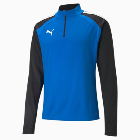 Camiseta de fútbol con cierre de media cremallera teamLIGA para hombre, Electric Blue Lemonade-Puma Black, small