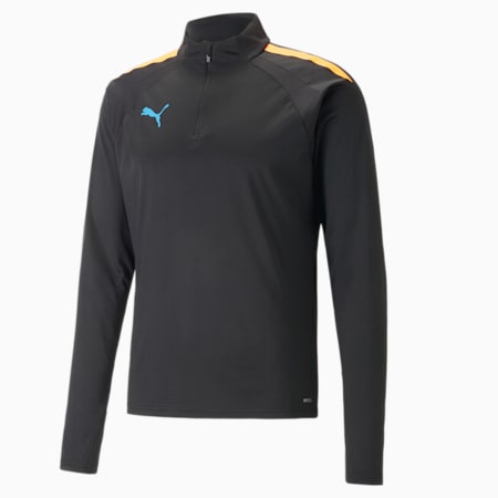חולצת כדורגל teamLIGA לגברים עם רבע רוכסן, PUMA Black-Ultra Orange, small-DFA