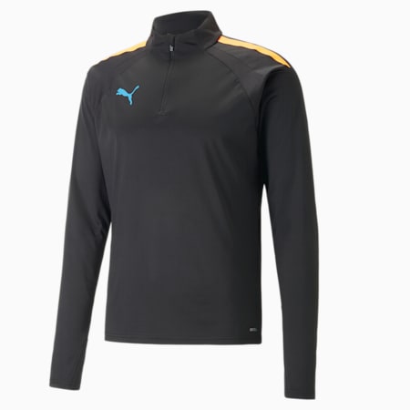 teamLIGA Quarter-Zip Men's Football Top, PUMA Black-Ultra Orange, small-DFA