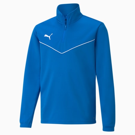 teamRISE Quarter-Zip Youth Football Top, Electric Blue Lemonade, small