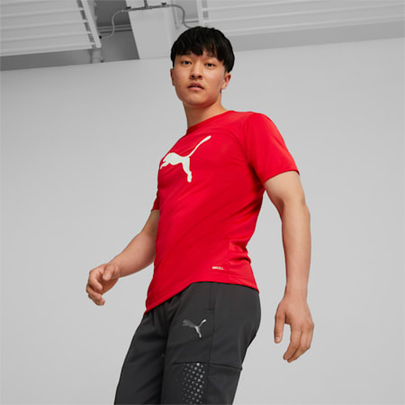 เสื้อยืดผู้ชาย individualRISE Football Logo, Puma Red-Puma Black, small-THA