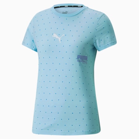 Handball T-Shirt Damen, Light Aqua-Puma White-Elektro Purple, small
