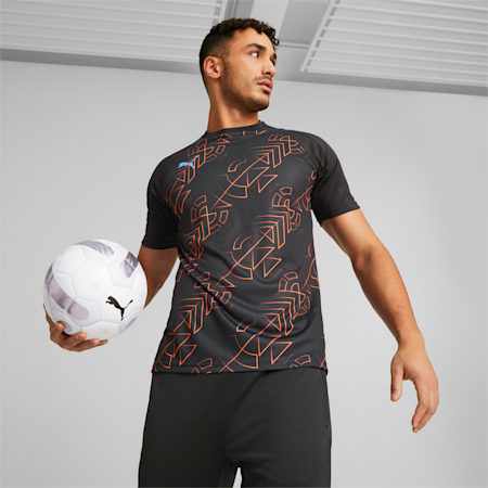 teamLIGA Graphic Football Jersey Men, PUMA Black-Ultra Orange, small-DFA