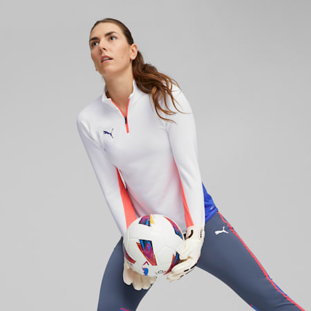 بلوزة كرة قدم للنساء individualBLAZE Quarter-Zip, PUMA White-Fire Orchid, small-DFA