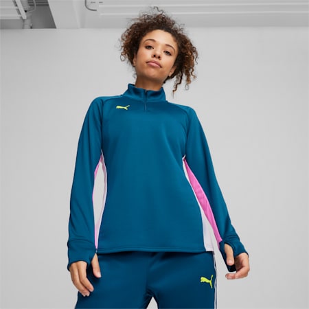 individualBLAZE Women's Quarter-Zip Football Top, Ocean Tropic-Electric Lime, small-DFA