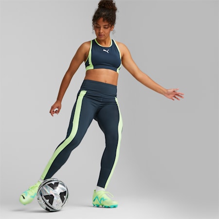 Mallas de fútbol individualBLAZE para mujer, Dark Night-Fast Yellow, small