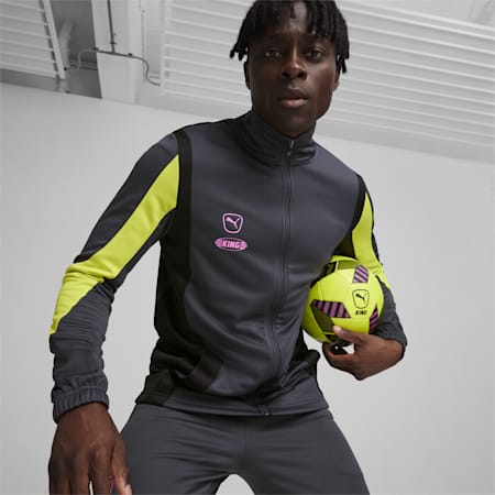 Veste de football KING Pro Homme, Strong Gray-Electric Lime, small