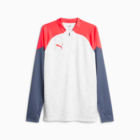 بلوزة كرة قدم  individualCUP Quarter-zip, PUMA White-Fire Orchid, small-DFA