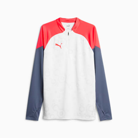 individualCUP Football Quarter-zip Top, PUMA White-Fire Orchid, small