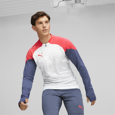 individualCUP Football Quarter-zip Top, PUMA White-Fire Orchid, small-SEA